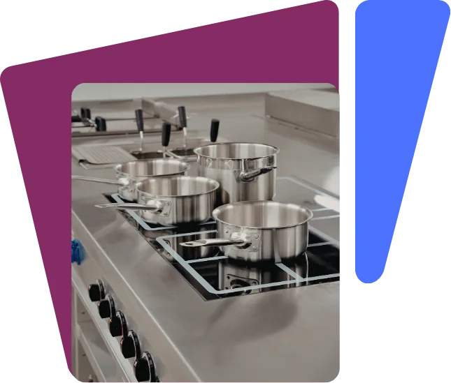 Kitchen equipment in a catering business